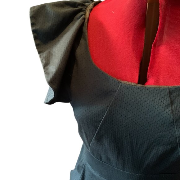 PINK MARTINI - Green dress - flair sleeves - midi lengh - medium - Picture 7 of 14